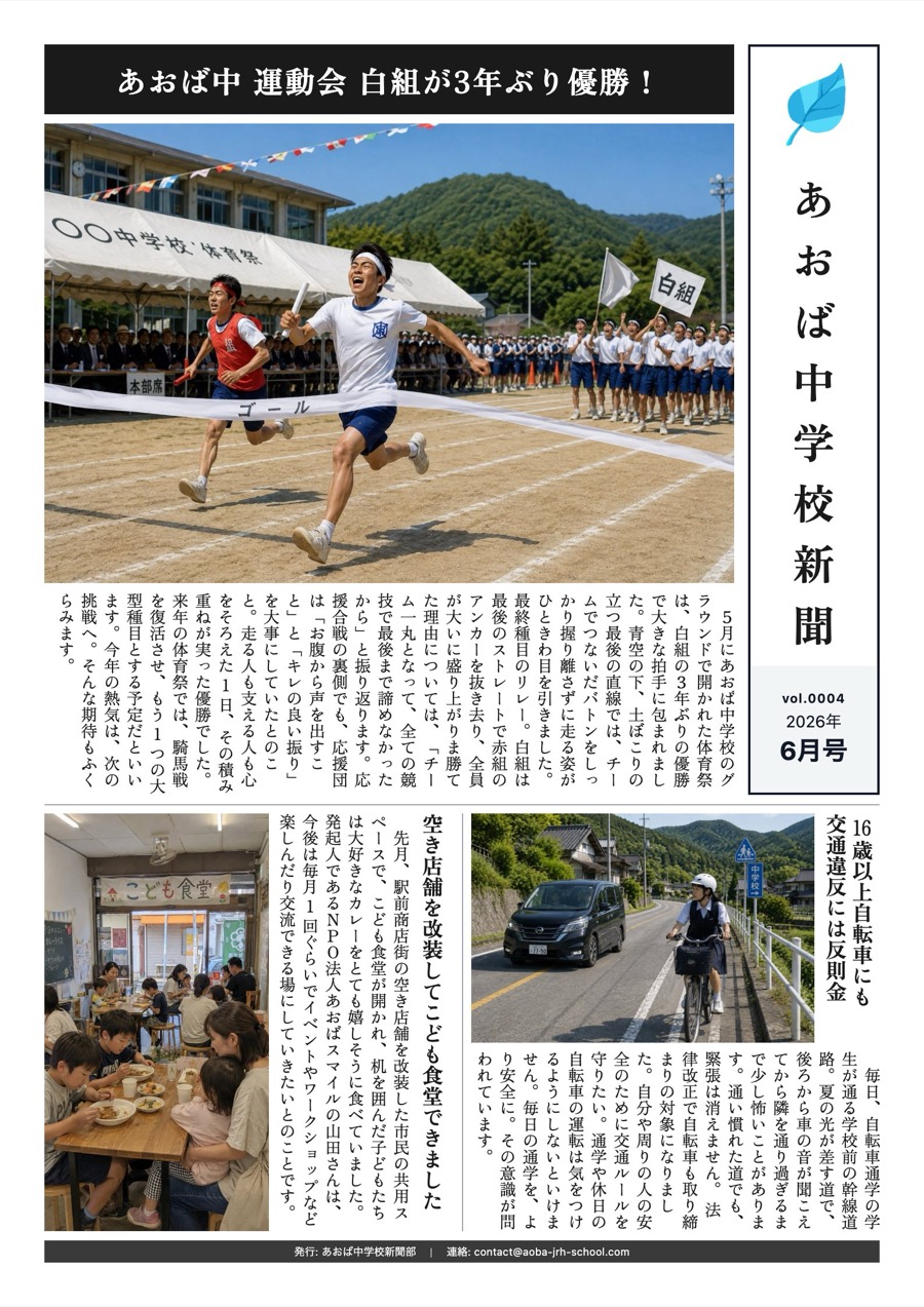 あおば中学校新聞（サンプル）